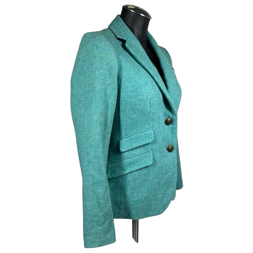 Talbots Wool Blend Teal Blue Blazer 2 Petite Single Breasted Structured Tailored - Picture 5 of 9
